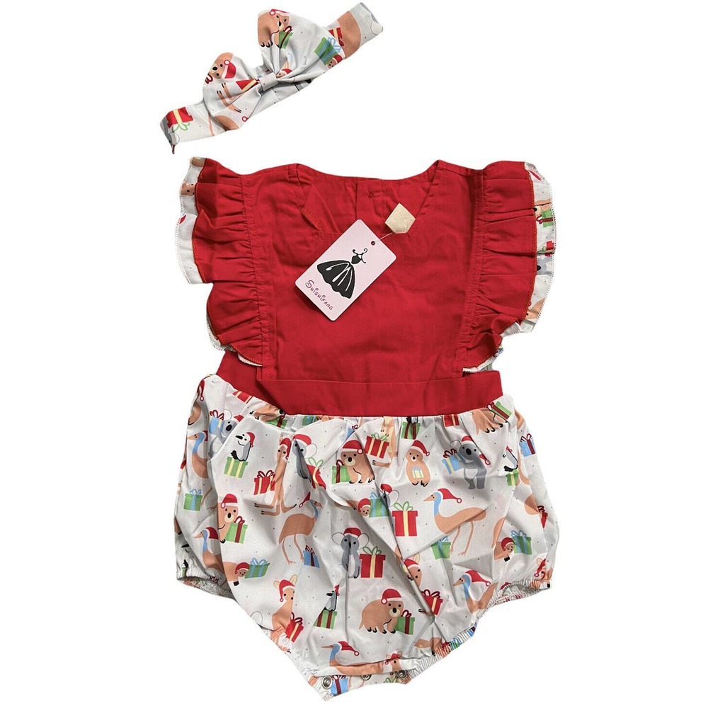 Kids Baby Girls Christmas Deer Sister Matching Clothes Romper Lace Dress Outfits